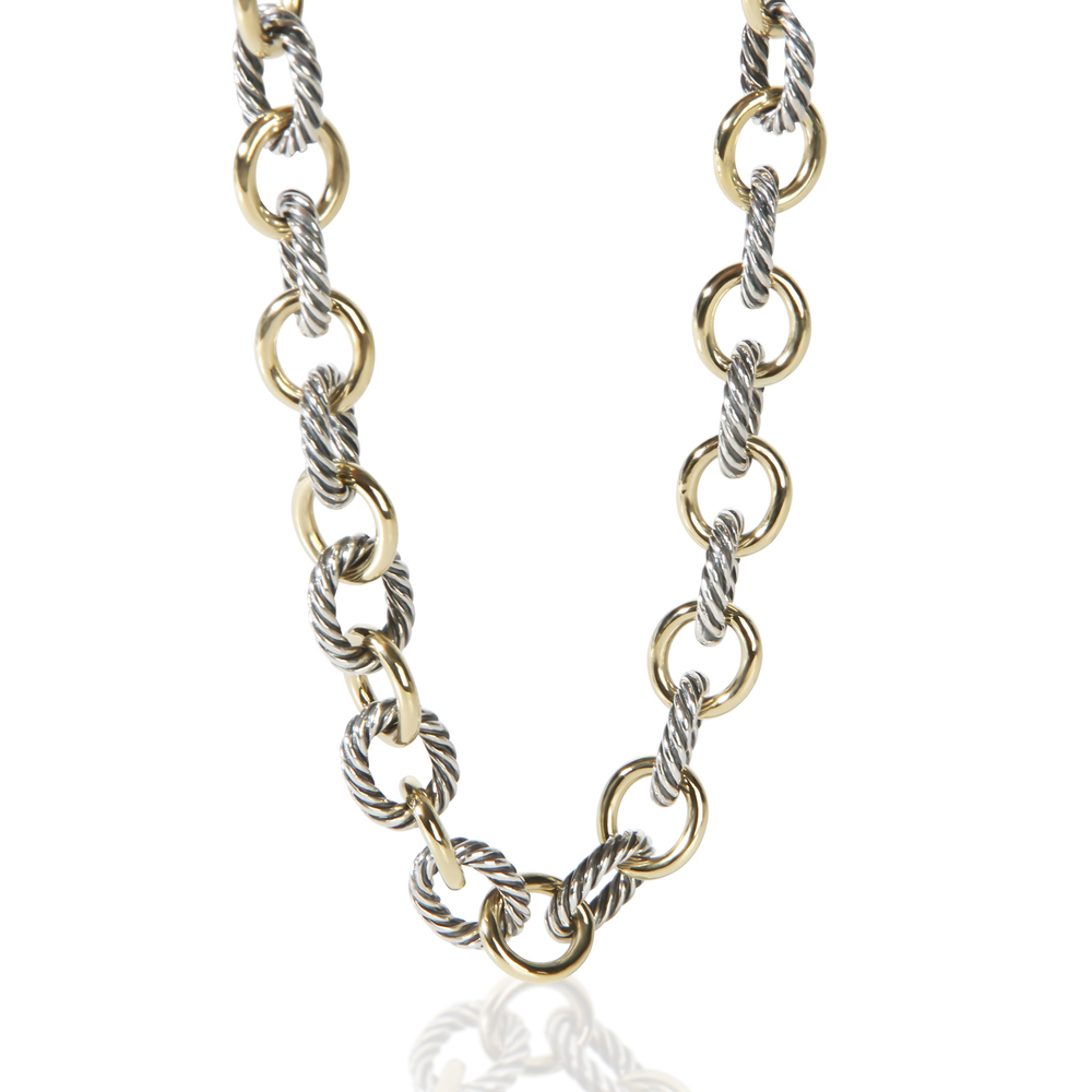 David Yurman 1/4 18K Yellow Gold & Sterling Silver Oval Link Necklace